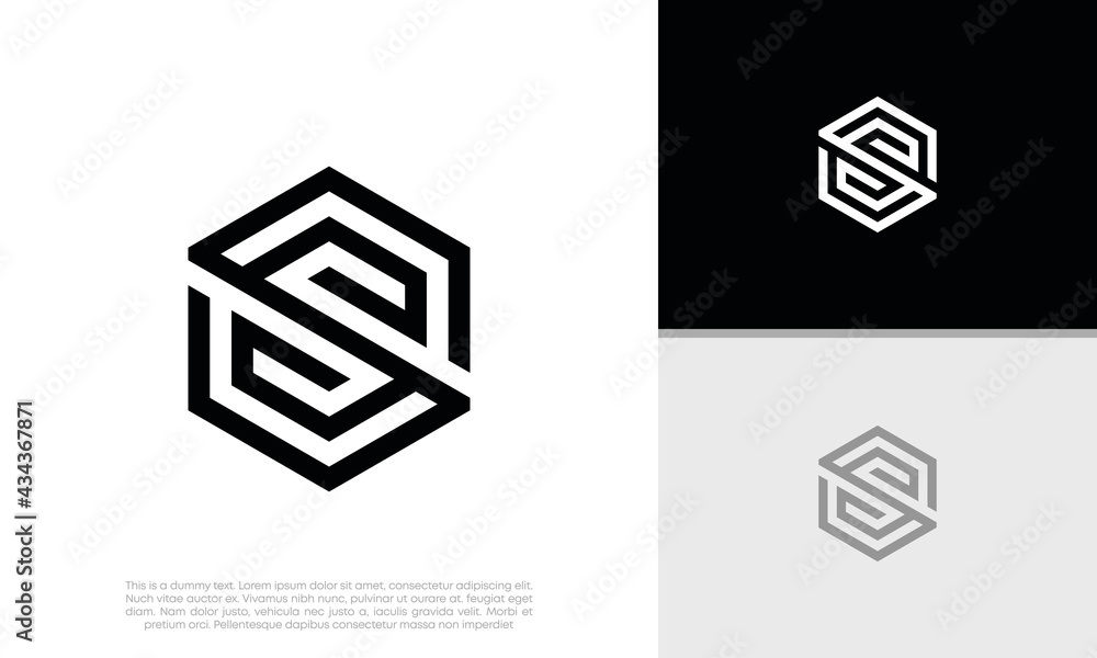 Initials S logo design. Initial Letter Logo. Hexagon logo design. Initials S logo design. Initial Letter Logo. Hexagon logo design.