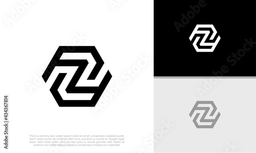 Initials Z logo design. Initial Letter Logo. Hexagon logo design.	
