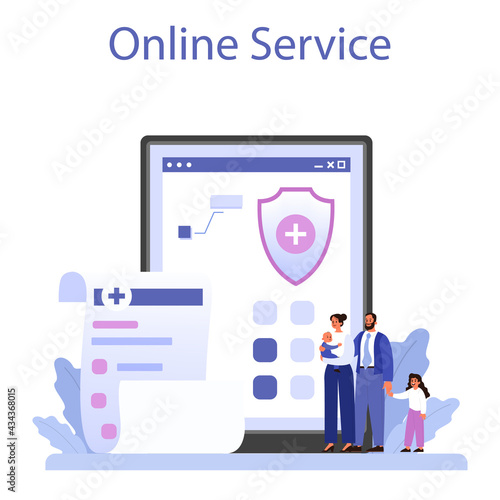 Health insurance online service or platform. Idea of security