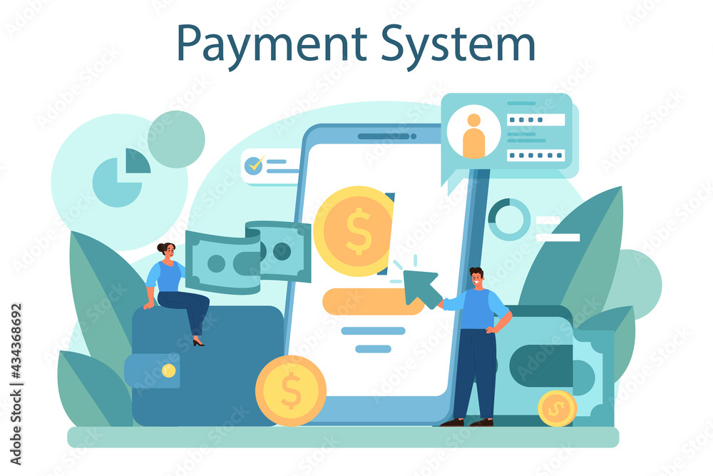 Payment system concept. Website payment system by credit card.