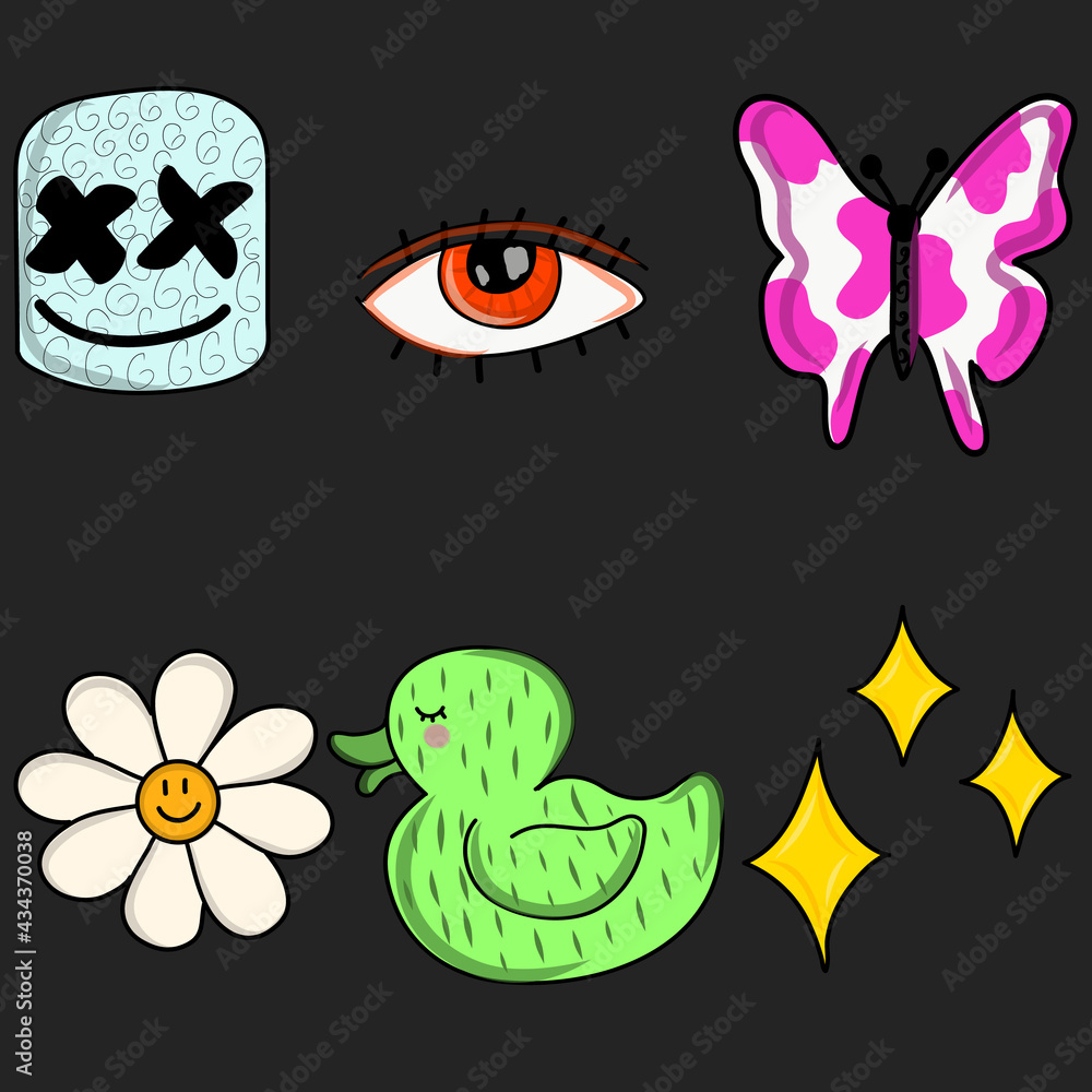 Collection of Abstract comic characters elements and shapes. Bright colors Cartoon style. Flat design. All elements are isolated. Collection of Abstract comic characters elements and shapes. Bright colors Cartoon style. Flat design. All elements are isolated.