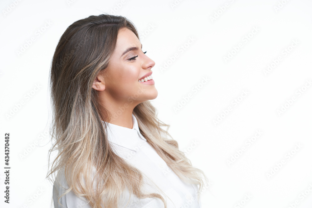 Beautiful adult woman portrait. Studio shot, isolated on white background Beautiful adult woman portrait. Studio shot, isolated on white background