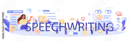 Speechwriting typographic header. Professional speaker or journalist