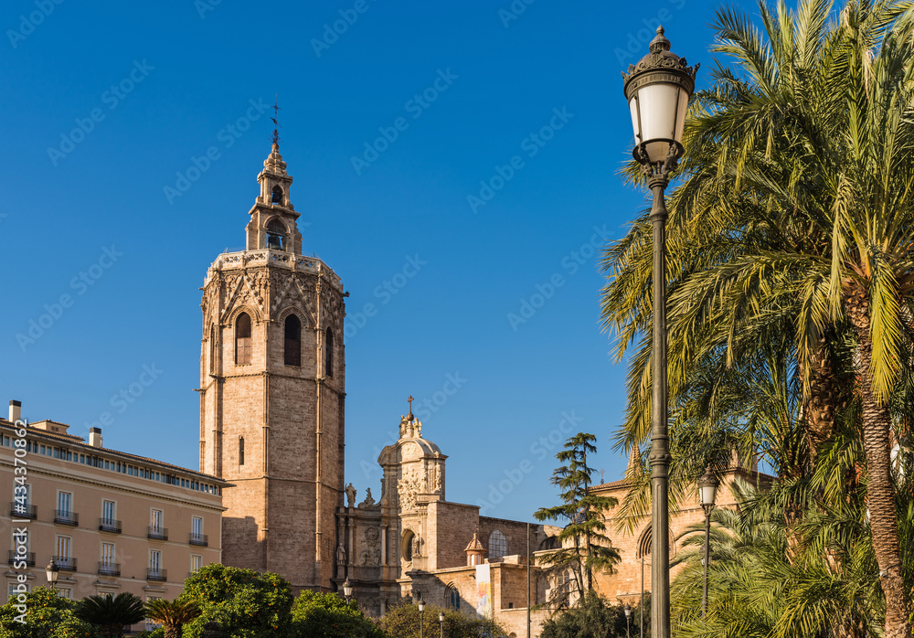 Valencia - the Cathedral of Valencia with its bell tower Micalet
