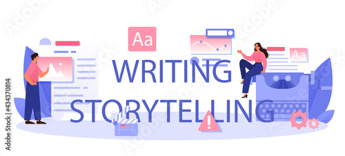 Writing storytelling typographic header. Professional speechwriter or
