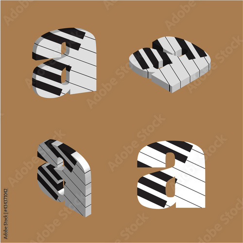 Abstract vector alphabet - a made from piano - alphabet set