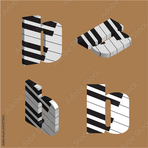 Abstract vector alphabet - b made from piano - alphabet set