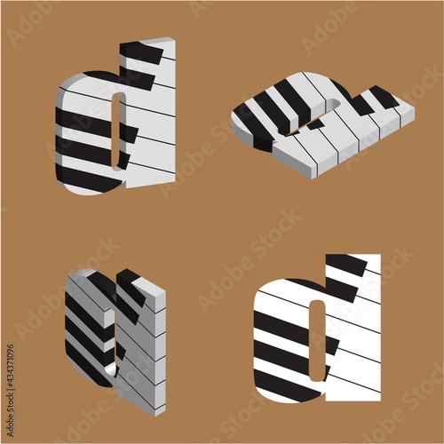 Abstract vector alphabet - d made from piano - alphabet set