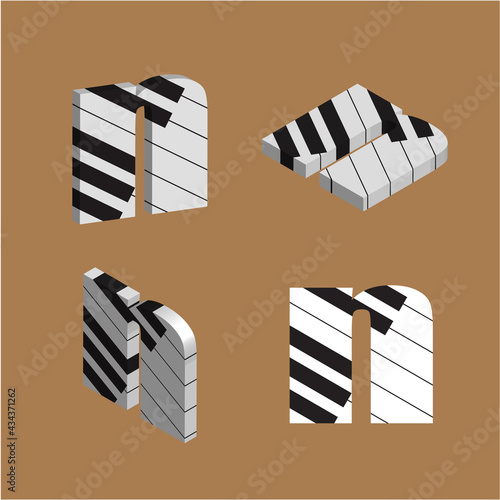 Abstract vector alphabet - n made from piano - alphabet set