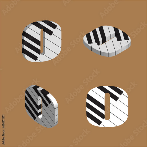Abstract vector alphabet - o made from piano - alphabet set