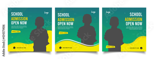 School admission open now social media post and web banner template	