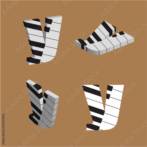 Abstract vector alphabet - y made from piano - alphabet set