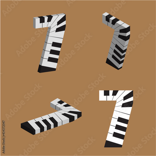 Abstract vector number 7  made from piano - numbers set