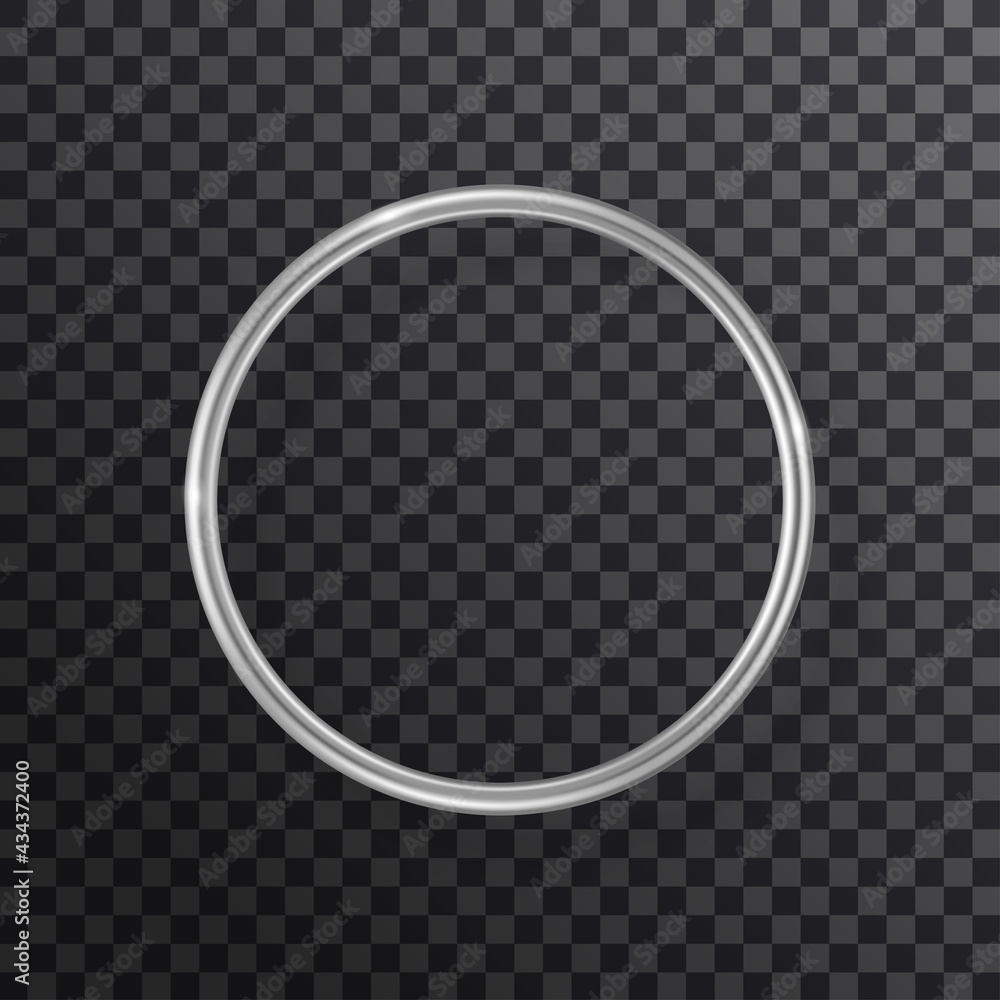 Silver metal circle frame isolated on transparent background. Vector ...
