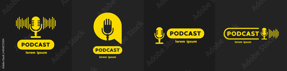 Podcast radio logo icon. Vector illustration. - obrazy, fototapety, plakaty 