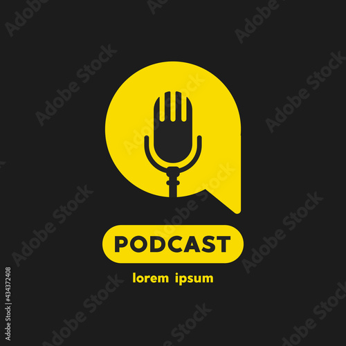 Podcast radio logo icon. Vector illustration.