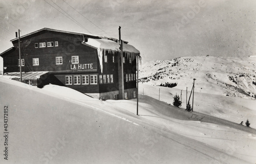 Les houches in France, a ski resort in the 1950s photo