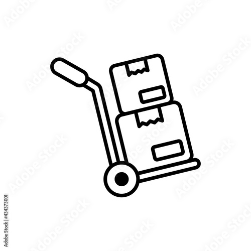 Hand Truck vector outline icon style illustration. EPS 10 File