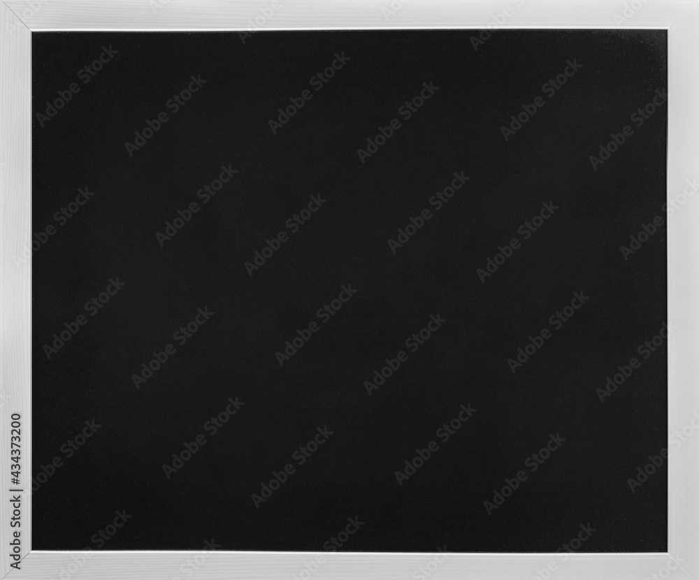 A clean black chalk board with a white wood frame. Concept poster for school or university. A clean black chalk board with a white wood frame. Concept poster for school or university.