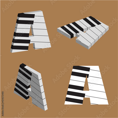 Abstract vector alphabet - A made from piano - alphabet set