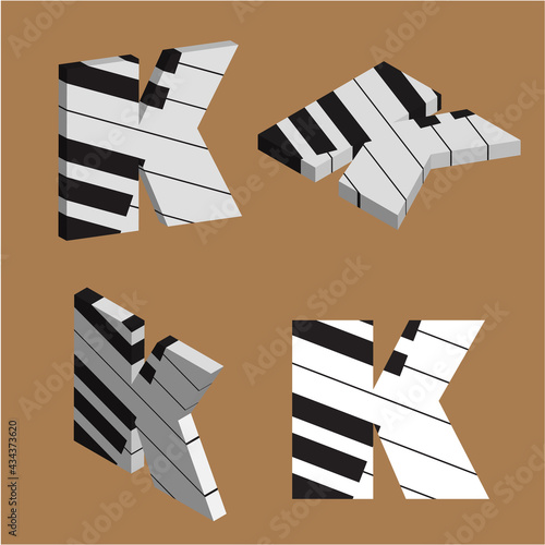 Abstract vector alphabet - K made from piano - alphabet set