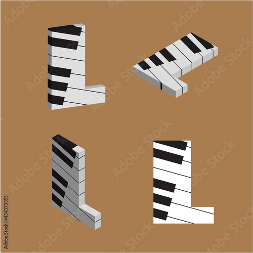 Abstract vector alphabet - m made from piano - alphabet set