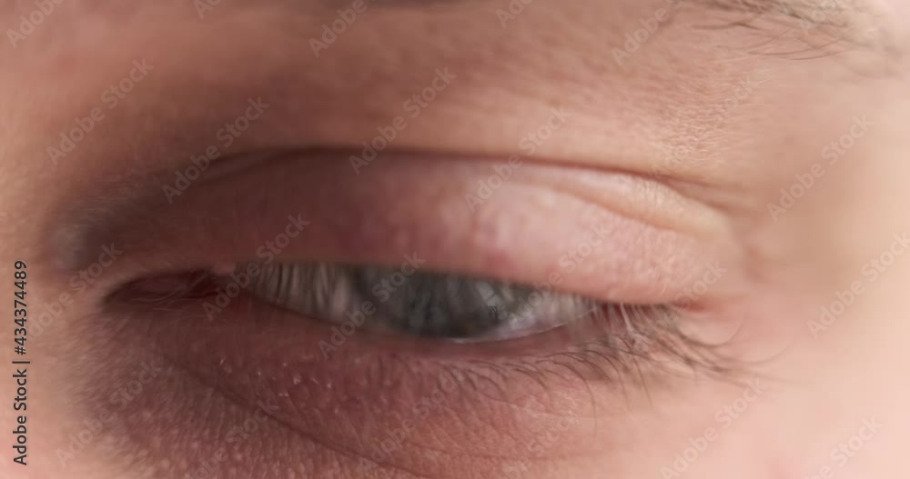 Close up of blue colored human eye blinking Close up of blue colored human eye blinking