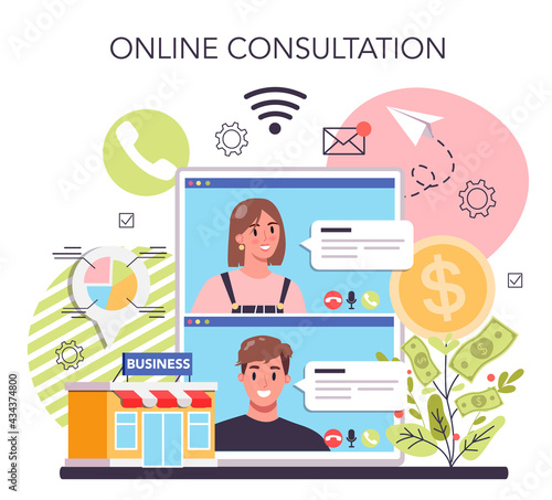 Business mechanism online service or platform. Idea of money increase