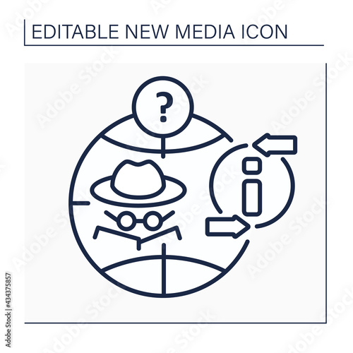 Anonymous social networks line icon. Share, interact around content and information anonymously.Authentic and safe communication.New media concept. Isolated vector illustration.Editable stroke
