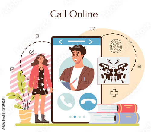 Psychologist online service or platform. Mental health diagnostic.
