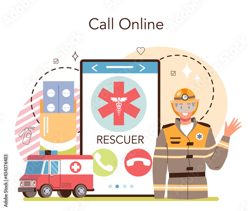 Urgency rescuer online service or platform. Ambulance lifeguard