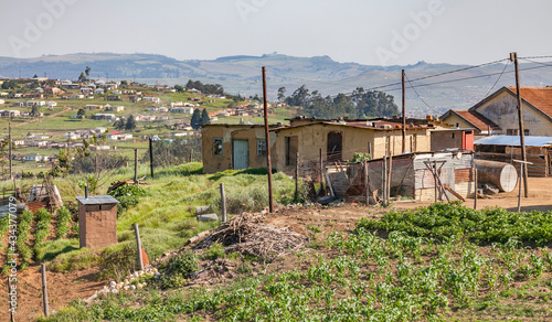 Bilde på lerret rural area with little agricultural farms and grassland in Kwa Zulu Natal, South