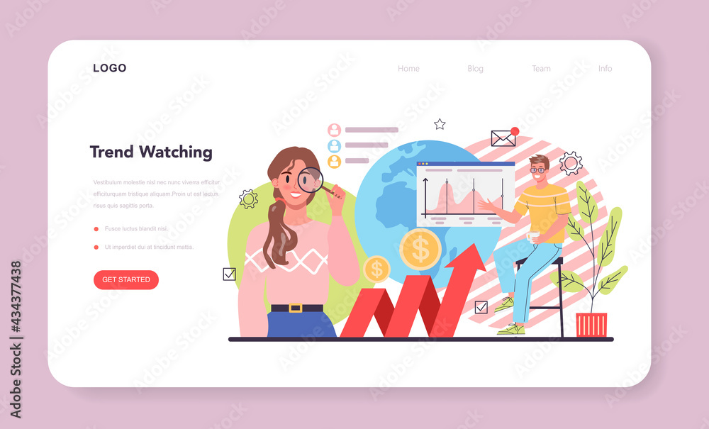 Trend watcher web banner or landing page. Specialist in tracking Trend watcher web banner or landing page. Specialist in tracking