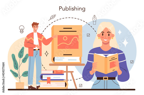 Professional writer concept. Author writing script of a novel.