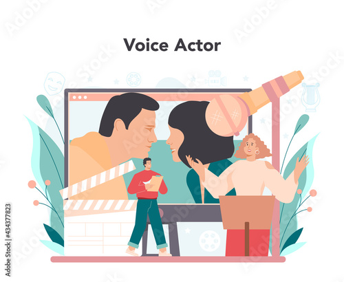Voice actor and actress concept. Movie production cast member.