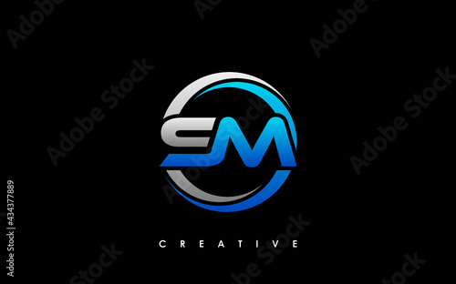 SM Letter Initial Logo Design Template Vector Illustration photo