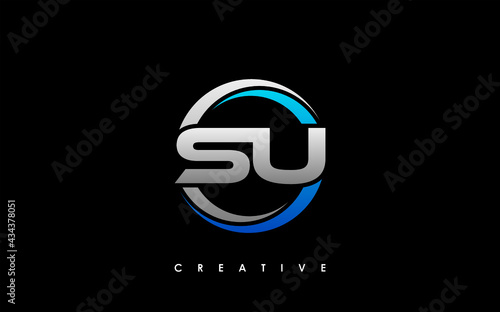 SU Letter Initial Logo Design Template Vector Illustration