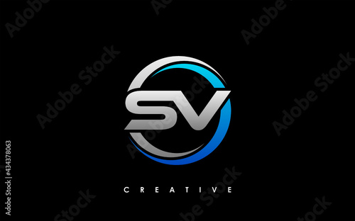 SV Letter Initial Logo Design Template Vector Illustration