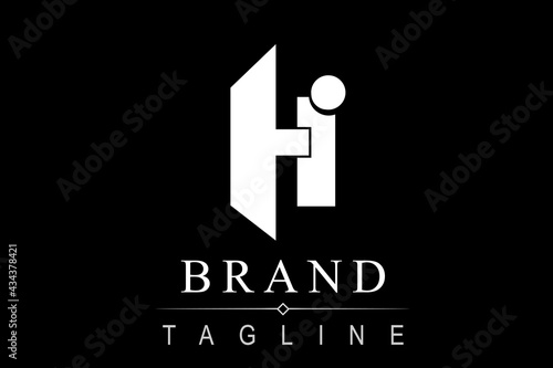Simple Vector Logo Hi, White at Black Suitable for Hotel or Resort