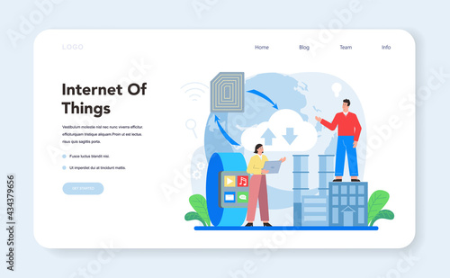 Internet of things web banner or landing page. Idea of smart wireless