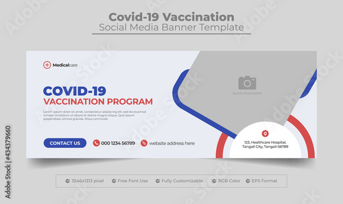 Covid-19 vaccination facebook cover photo or web banner for covid-19 vaccination program