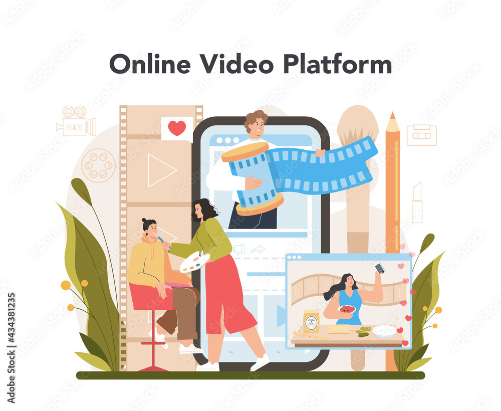 Video blogger online service or platform. Sharing video content