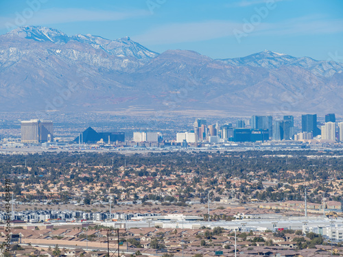 Photography High angle view of the Vegas cityscape from Henderson View Pass