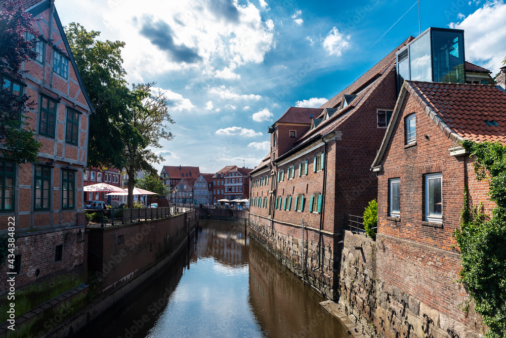 Medieval houses by the canal in Stade, Germany Medieval houses by the canal in Stade, Germany