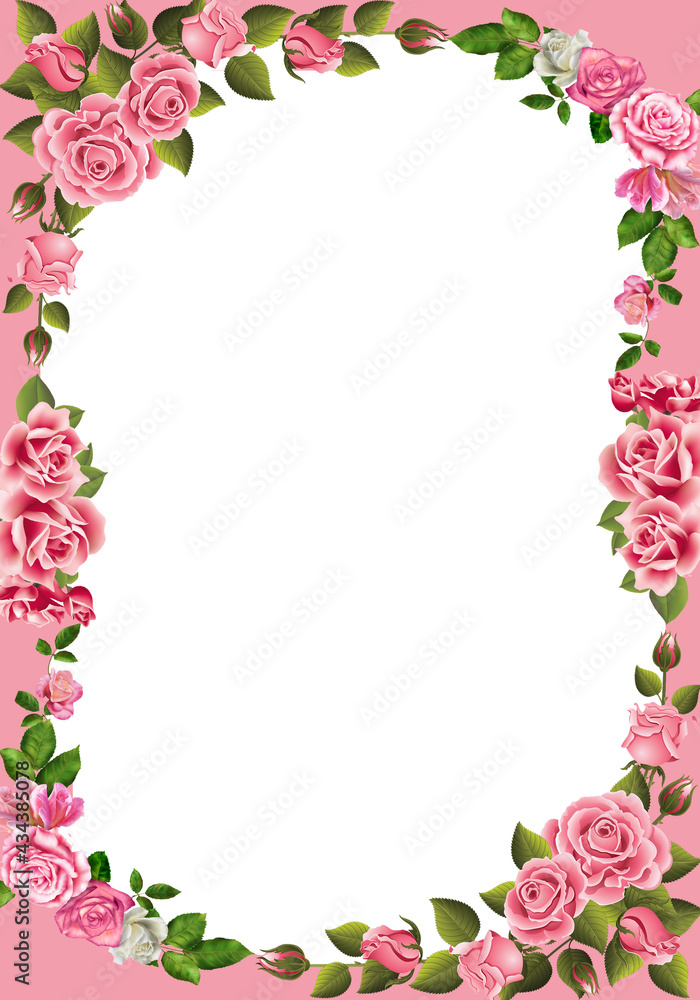 pink frame with roses