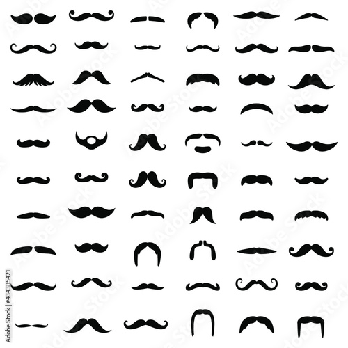 Collection of black and white moustache vector. 