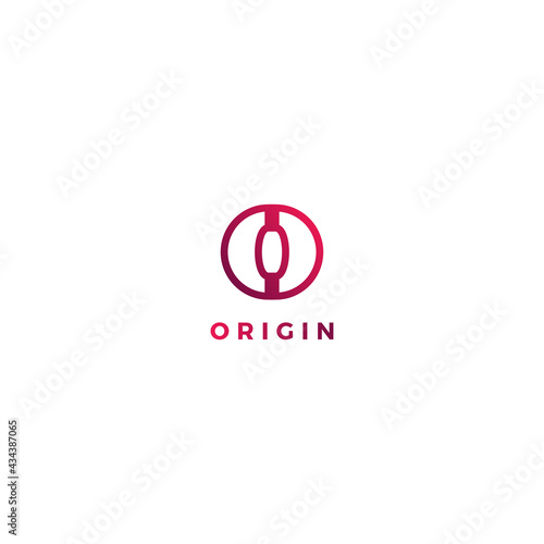 Letter o red colour origin abstract logo design