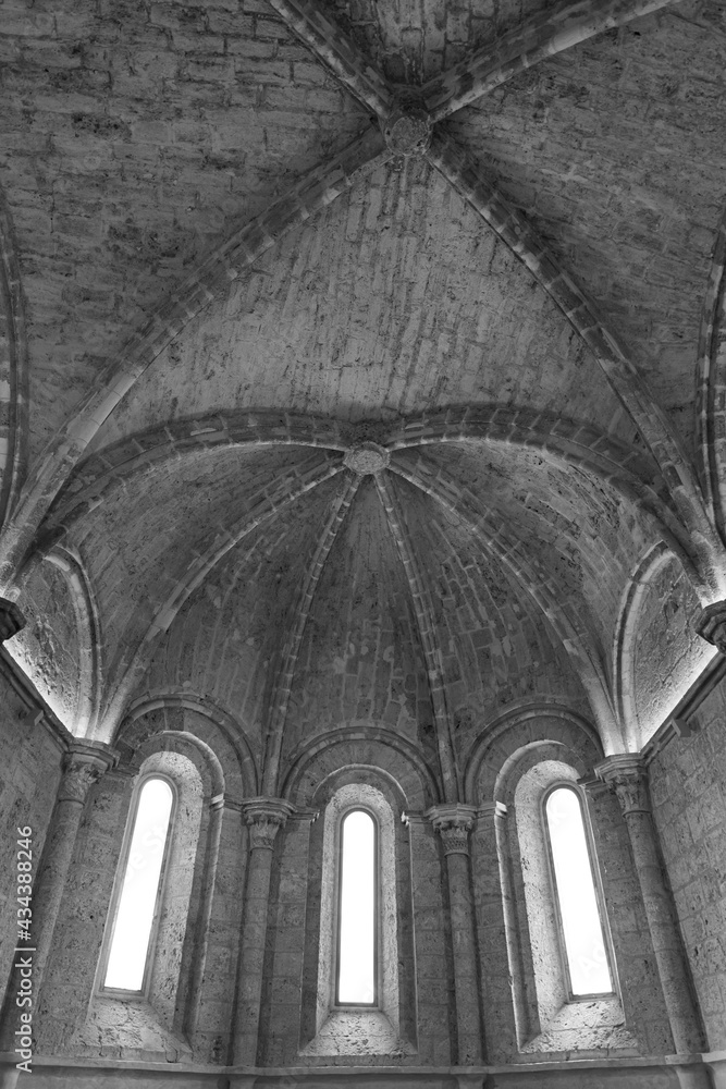 Medieval chapel in black and white Stock Photo | Adobe Stock