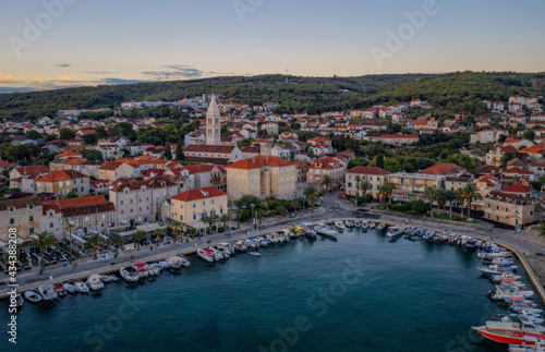 Picturesque scenic view on Supetar on Brac island, Croatia. Aerial drone view in august 2020 © Сергій Вовк