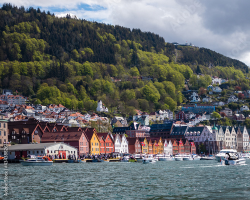 Bergen bryggen pier in bergen old houses house boats sea nature old city Norway norge